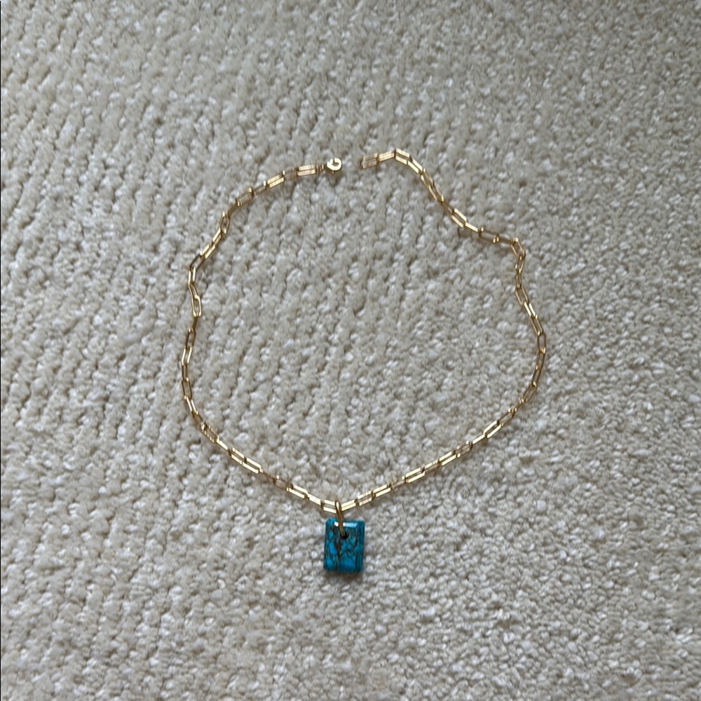 Gold Chain Necklace with Turquoise Pendant